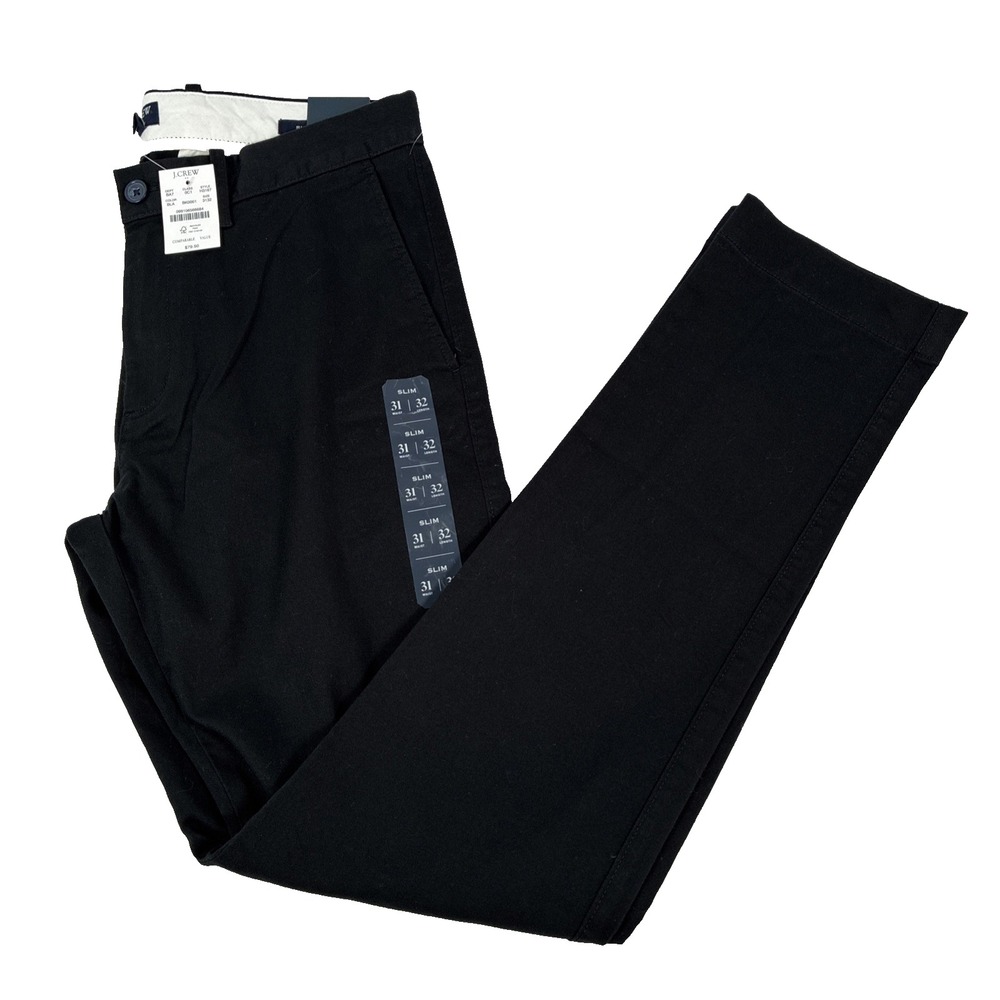 New Mens J. Crew Slim Fit Chino Pants Size 31x32 Flex NWT Black